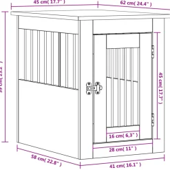 vidaXL Hondenbench 45x62x59 cm bewerkt hout betongrijs