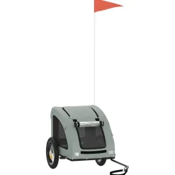 vidaXL Hondenfietstrailer oxford stof en ijzer grijs