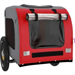 vidaXL Hondenfietstrailer oxford stof en ijzer rood en grijs