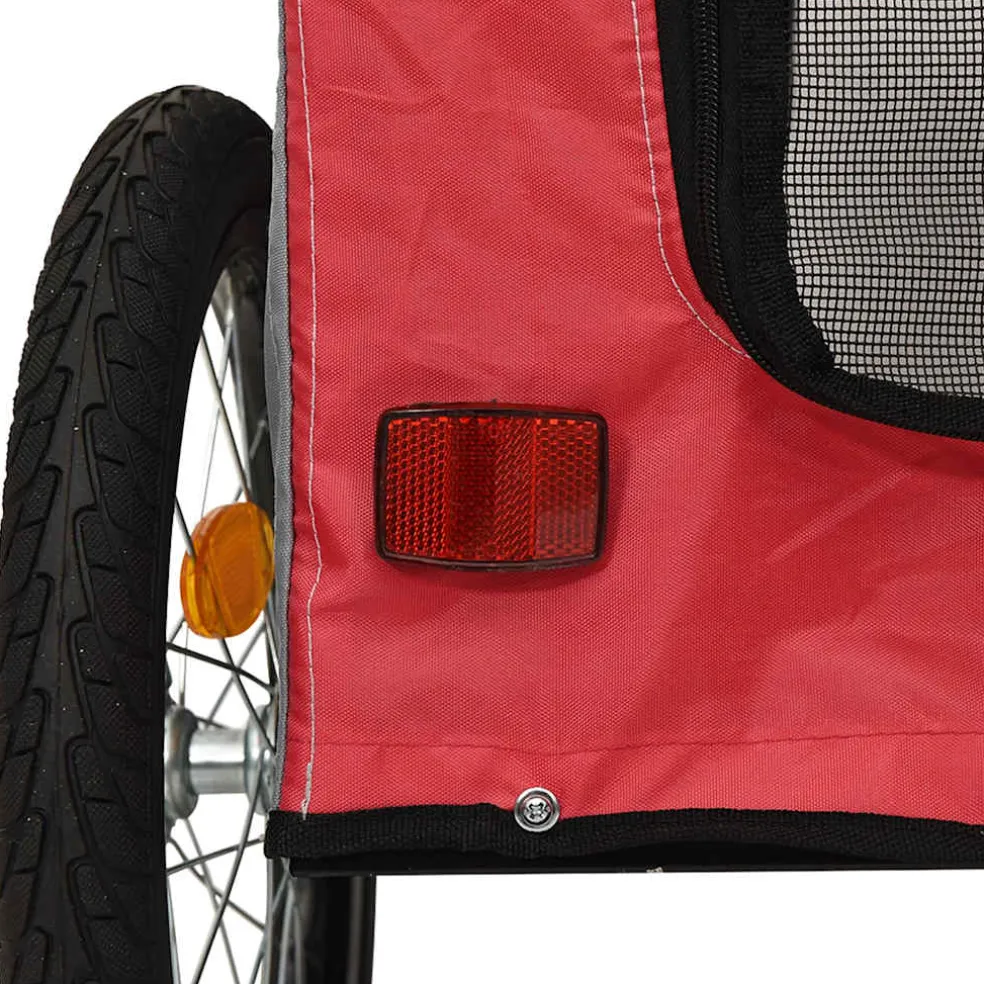 vidaXL Hondenfietstrailer oxford stof en ijzer rood en grijs