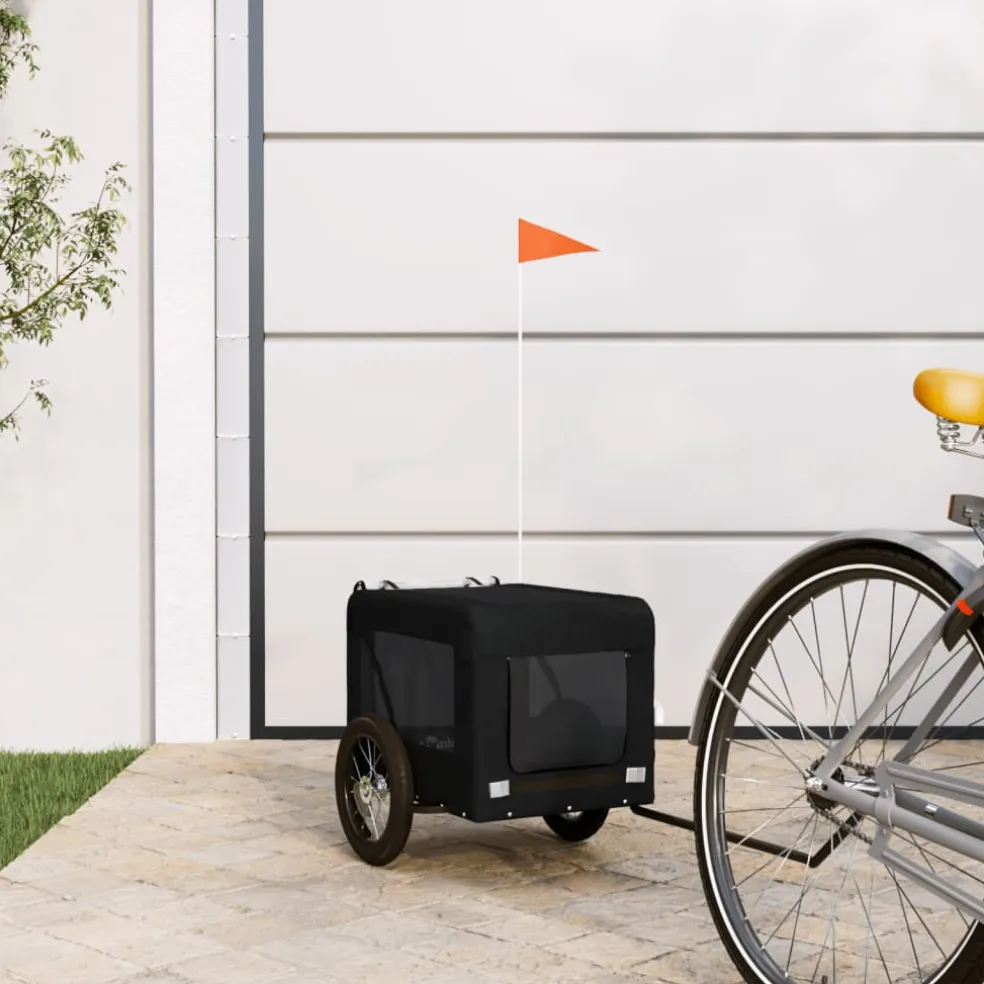 vidaXL Hondenfietstrailer oxford stof en ijzer zwart