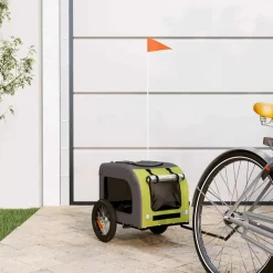 vidaXL Hondenfietstrailer oxford stof en ijzer groen en grijs
