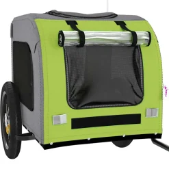 vidaXL Hondenfietstrailer oxford stof en ijzer groen en grijs
