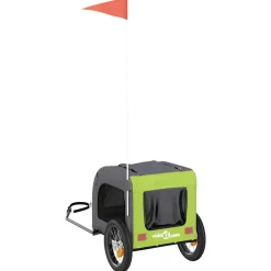 vidaXL Hondenfietstrailer oxford stof en ijzer groen en grijs