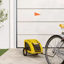 vidaXL Hondenfietstrailer oxford stof en ijzer geel