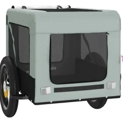 vidaXL Hondenfietstrailer oxfordstof en ijzer grijs en zwart