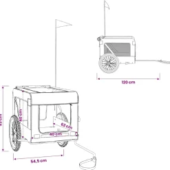 vidaXL Hondenfietstrailer oxfordstof en ijzer grijs en zwart