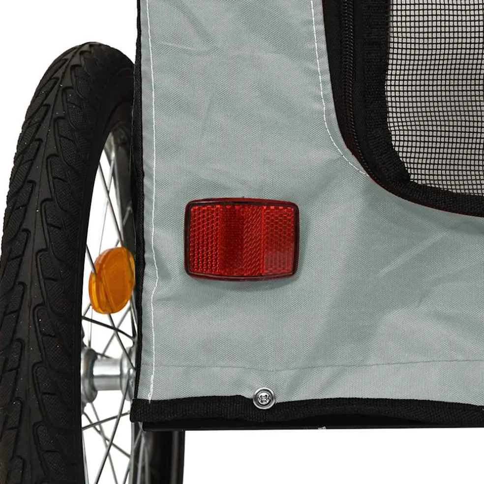 vidaXL Hondenfietstrailer oxford stof en ijzer grijs en zwart