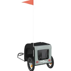 vidaXL Hondenfietstrailer oxford stof en ijzer grijs en zwart
