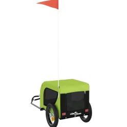 vidaXL Hondenfietstrailer oxford stof en ijzer groen en zwart