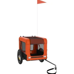 vidaXL Hondenfietstrailer oxford stof en ijzer oranje en zwart