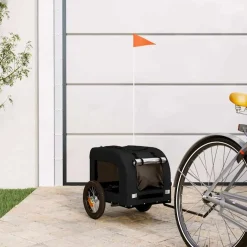 vidaXL Hondenfietstrailer oxford stof en ijzer zwart