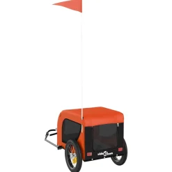 vidaXL Hondenfietstrailer oxford stof en ijzer oranje en zwart