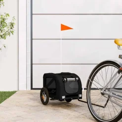 vidaXL Hondenfietstrailer oxford stof en ijzer zwart