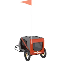vidaXL Hondenfietstrailer oxford stof en ijzer oranje en grijs