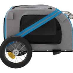 vidaXL Hondenfietstrailer oxford stof en ijzer blauw en grijs