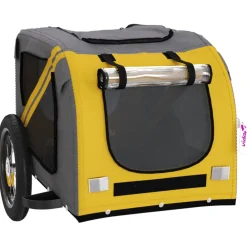 vidaXL Hondenfietstrailer oxford stof en ijzer geel en grijs