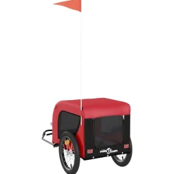 vidaXL Hondenfietstrailer oxford stof en ijzer geel en grijs