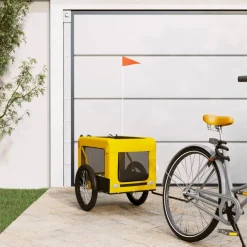 vidaXL Hondenfietstrailer oxford stof en ijzer geel en zwart