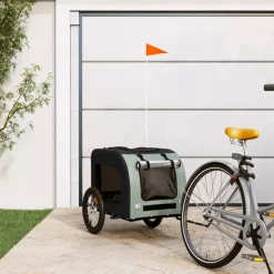vidaXL Hondenfietstrailer oxford stof en ijzer zwart en grijs