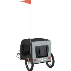 vidaXL Hondenfietstrailer oxford stof en ijzer oranje en grijs