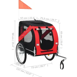 vidaXL Hondenfietstrailer rood en zwart
