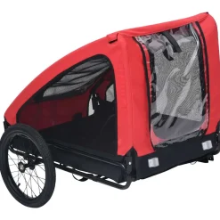 vidaXL Hondenfietstrailer rood en zwart