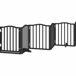 vidaXL Hondenhek inklapbaar 9 panelen 450 cm populierenhout zwart
