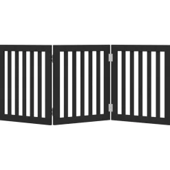 vidaXL Hondenhek inklapbaar 3 panelen 150 cm populierenhout zwart
