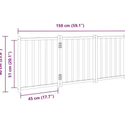 vidaXL Hondenhek inklapbaar 3 panelen 150 cm massief vurenhout zwart