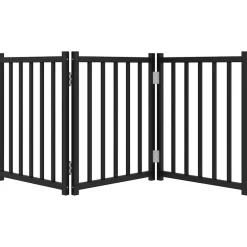 vidaXL Hondenhek inklapbaar 3 panelen 150 cm massief vurenhout zwart