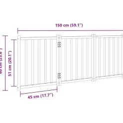 vidaXL Hondenhek inklapbaar 3panelen 150cm massief vurenhout bruin eik