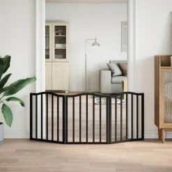 vidaXL Hondenhek inklapbaar 3 panelen 150 cm populierenhout zwart