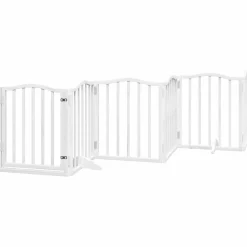 vidaXL Hondenhek inklapbaar met deur 9 panelen 450 cm populierhout wit