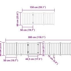 vidaXL Hondenhek inklapbaar met deur 9 panelen 450 cm populierhout wit