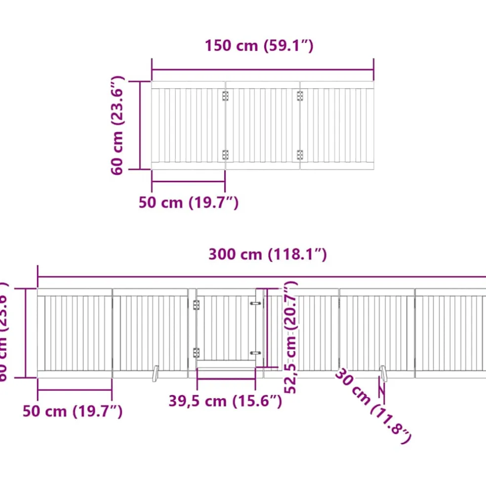 vidaXL Hondenhek inklapbaar 9 panelen 450 cm populierenhout zwart
