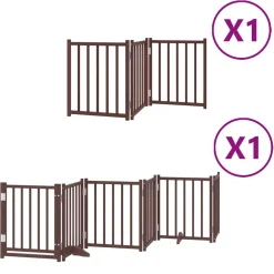 vidaXL Hondenhek inklapbaar 9 panelen 450 cm populierenhout bruin