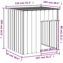 vidaXL Hondenhok met dak antraciet 110x103x109 cm gegalvaniseerd staal
