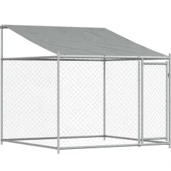 vidaXL Hondenhok met dak en deuren 6x2x2 m gegalvaniseerd staal grijs