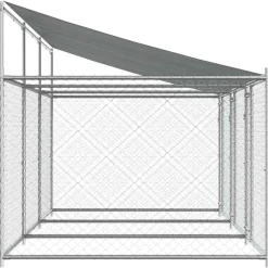 vidaXL Hondenhok met dak en deuren 6x2x2 m gegalvaniseerd staal grijs
