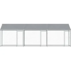 vidaXL Hondenhok met dak en deuren 6x2x2 m gegalvaniseerd staal grijs