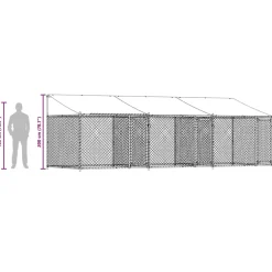 vidaXL Hondenhok met dak en deuren 6x2x2 m gegalvaniseerd staal grijs