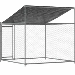 vidaXL Hondenhok met dak en deur 2x2x2 m gegalvaniseerd staal grijs
