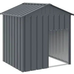 vidaXL Hondenhok met dak 117x103x123 cm gegalvaniseerd staal antraciet