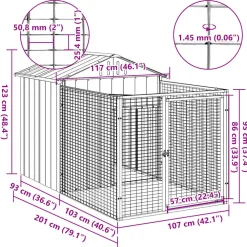 vidaXL Hondenhok met dak 117x201x123 cm gegalvaniseerd staal antraciet