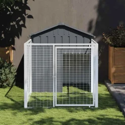 vidaXL Hondenhok met dak 117x201x123 cm gegalvaniseerd staal antraciet
