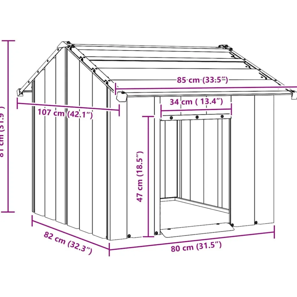 vidaXL Hondenhok met dak 85x107x81 cm gegalvaniseerd staal