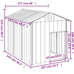 vidaXL Hondenhok met dak 117x153x123 cm gegalvaniseerd staal antraciet