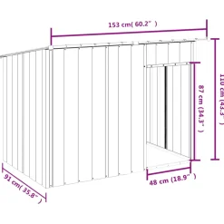vidaXL Hondenhok met dak 153x91x110 cm staal antracietkleurig