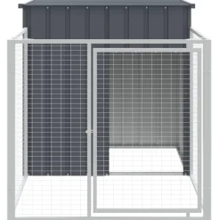 vidaXL Hondenhok met dak 110x201x110 cm gegalvaniseerd staal antraciet